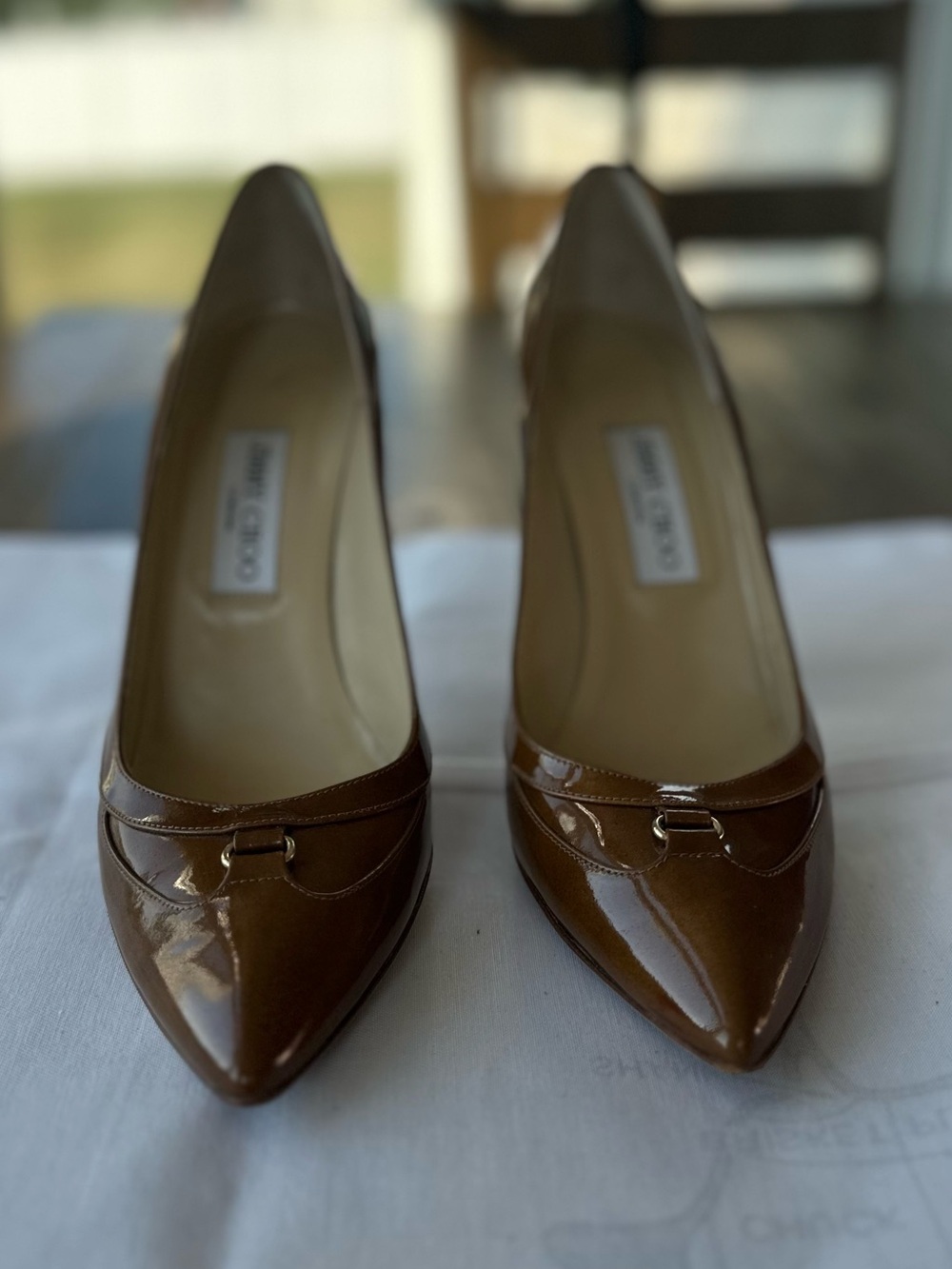 Jimmy Choo Brown Patent Leather Stiletto Heels
